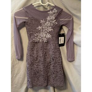 New Alexandra Lavender Long sleeve Laced Dance Costume for Child Size Y6